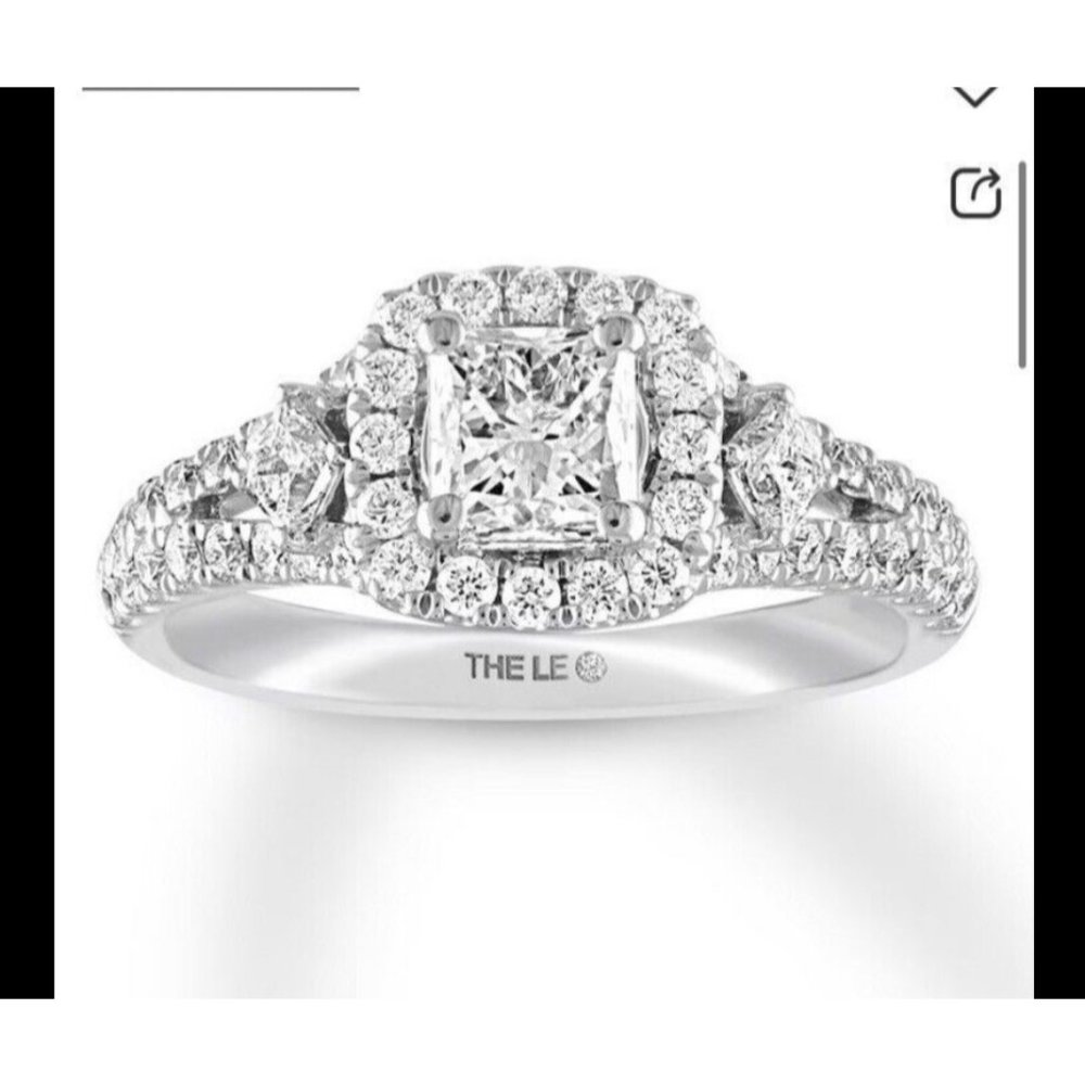 Leo Diamond Solitaire Princess Cut with Halo Engagement Princess Cut Engagement